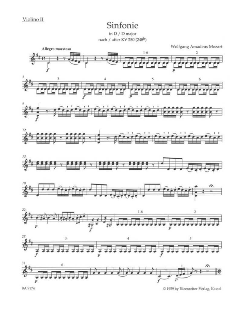 Symphony in D (K.250 K.248b) after the Serenade K.250